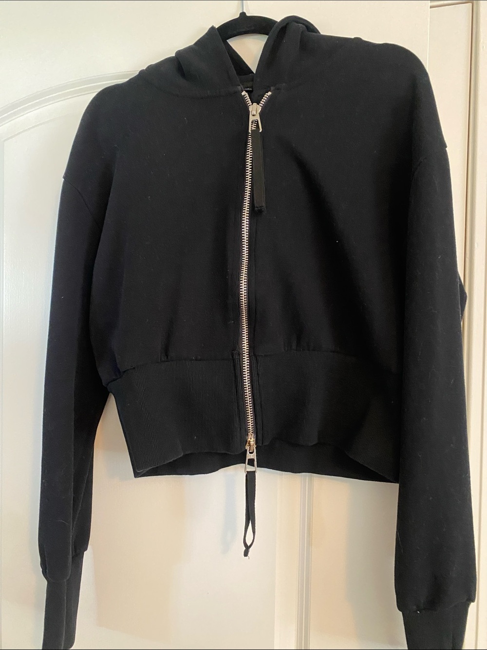 Amazon Black Cropped Zip-Up Hoodie